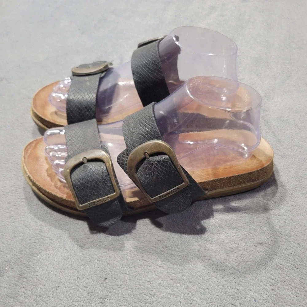 Blowfish Malibu 4Earth Sandals Women 9.5 Grey Snake‎ Print Slide Buckle Boho 73